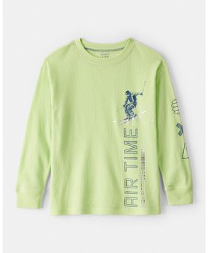 Playera Con Gráfico De Esquiar De Manga Larga En Verde Carter's