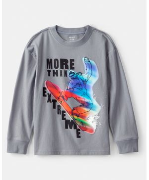 Playera Con Gráfico De Skateboarding Y Manga Larga En Gris Carter's