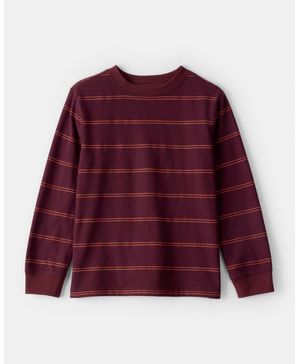 Playera De Manga Larga A Rayas En Borgoña Carter's