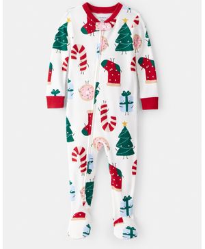 Mameluco Navideño Algodón Cierre Doble Manga Larga Carter's