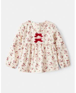 Blusa 100% Algodón De Estampado Floral Navideña Carter's