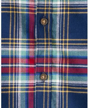 Camisa A Cuadros De Manga Larga Y Botones Navideña Carter's