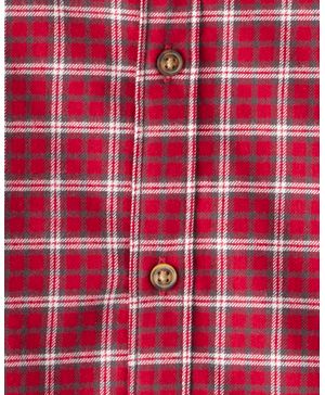 Camisa A Cuadros De Manga Larga Y Botones Navideña Carter's