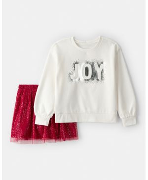 Conjunto De 2 Piezas Navideñas Con Parte Alta "Joy" Y  Falda Carter's