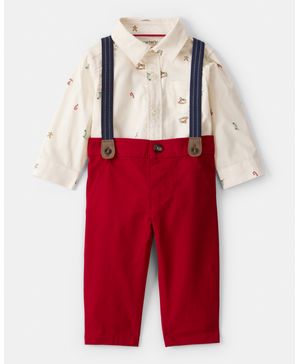 Conjunto De 3 Piezas Con Camisa Navideña Y Pantalón Carter's