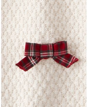 Mameluco De Manga Larga Y Moñito En Blanco Navideño Carter's