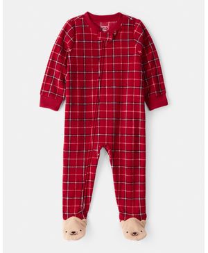 Mameluco Polar A Cuadros De Manga Larga Navideño Carter's