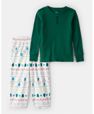 Pijama De 2 Piezas Fair Isle De Manga Larga Navideño Carter's