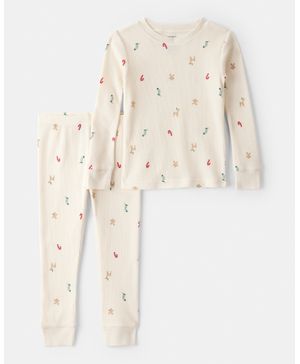 Pijama De 2 Piezas Navideña De Manga Larga Y Ajuste Ceñido Carter's