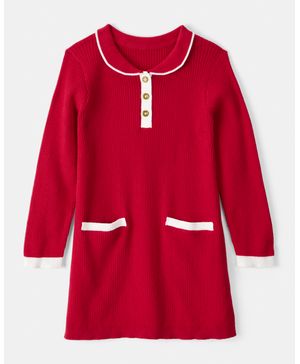 Vestido De Ocasión De Algodón Y Manga Larga Navideño Carter's