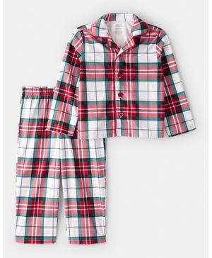 Pijama De 2 Piezas De Ajuste Holgado A Cuadros Navideña Carter's