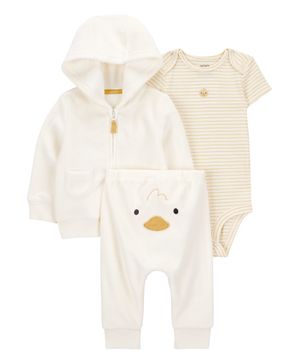 Conjunto de 3 piezas con cárdigan en marfil con patitos Carter's