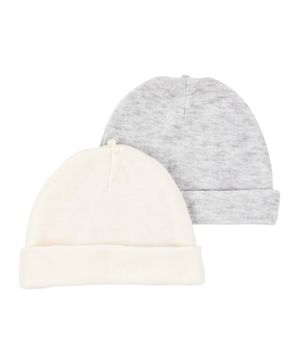 Paquete de 2 gorros para bebé en gris y marfil Carter's