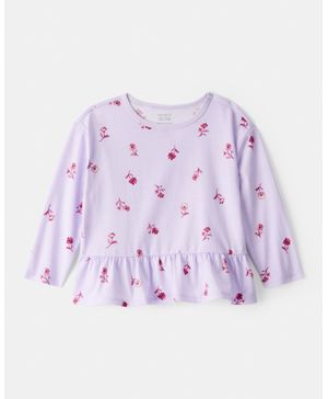 Blusa Floral De Manga Larga En Morado Carter's