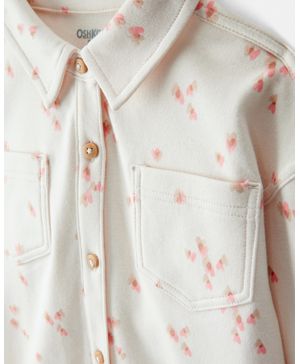 Camisa De Franela Con Estampado De Corazones De Manga Larga Oshkosh B'Gosh