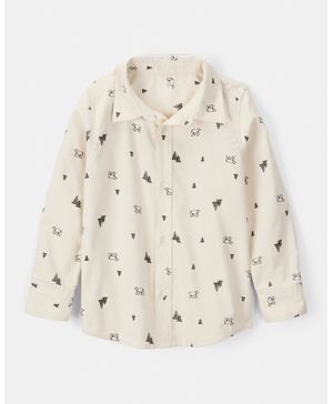 Camisa De Pana Navideña De Manga Larga Y Botones Carter's