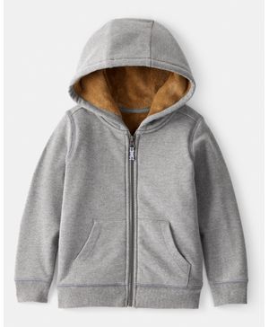 Chamarra Con Capucha De Manga Larga Y Cierre En Gris Carter's