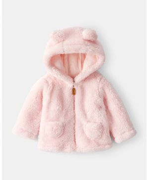 Chamarra Sherpa Con Capucha Y Manga Larga Y Cierre En Rosa Carter's