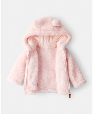 Chamarra Sherpa Con Capucha Y Manga Larga Y Cierre En Rosa Carter's