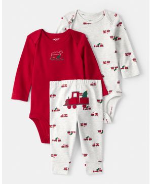 Conjunto De 3 Piezas Con Pañaleros De Trenecitos Navideño Carter's
