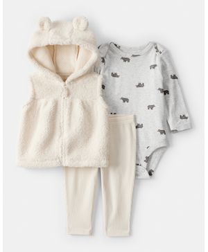 Conjunto De 3 Piezas De Pañalero Y Chaleco De Ositos Carter's