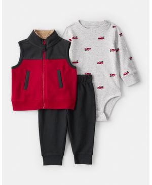 Conjunto De 3 Piezas De Pañalero Y Chaleco Navideño Carter's