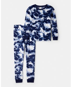 Pijama De 2 Piezas De Velour Abstracto De Manga Larga Carter's