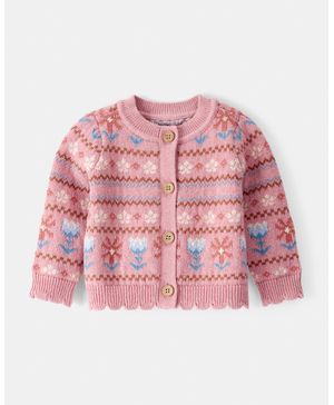 Suéter De Fair Isle De Manga Larga En Rosa Oshkosh B'Gosh