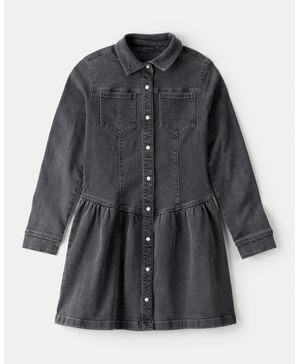 Vestido De Mezclilla De Manga Larga En Negro Oshkosh B'Gosh
