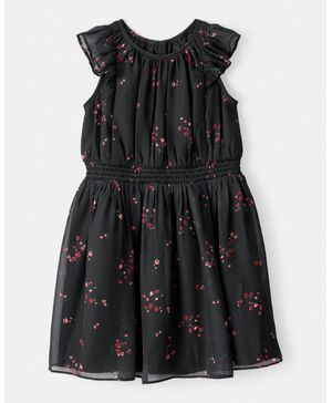 Vestido De Ocasión Floral De Manga Corta Navideño Carter's