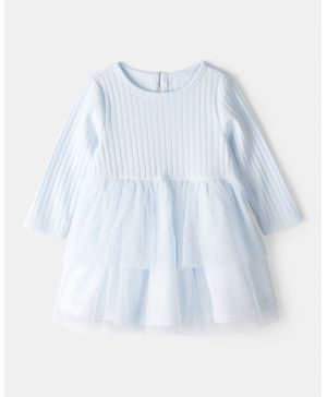 Vestido De Tul De Manga Larga En Azul Carter's