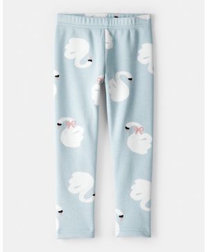 Leggings Cozy Elásticos Pull-On Con Cisnes En  Azul Carter's