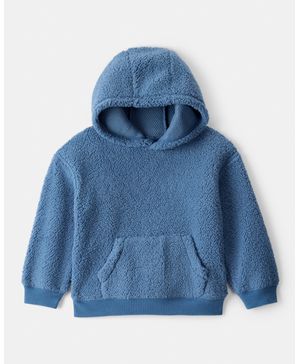 Sudadera De Sherpa Con Capucha Y Manga Larga En Azul Carter's