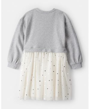 Vestido De Tul De Manga Larga Con Estrella Metálica En Gris Carter's