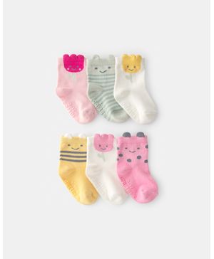 6 Pares De Calcetines Con Diseño De Animales Y Flores Carter's