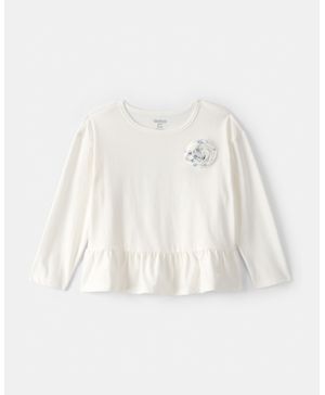 Blusa Tipo Peplum De Manga Larga Con Rosas Marfil Oshkosh B'Gosh