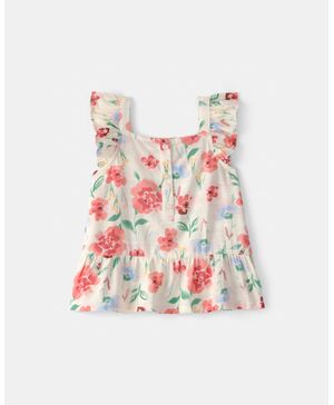 Blusa Tipo Peplum Floral Color Crema Carter's