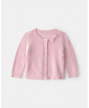 Cárdigan De Pointelle De Botones Con Moño Rosa Oshkosh B'Gosh