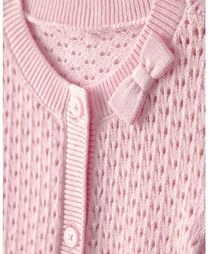Cárdigan De Pointelle De Botones Con Moño Rosa Oshkosh B'Gosh
