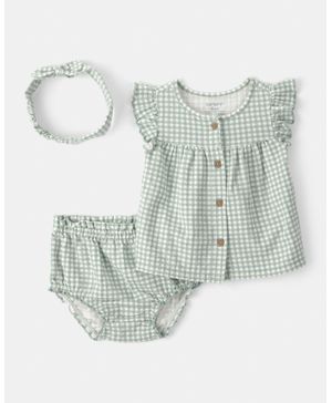 Conjunto De 2 Piezas De Blusa Y Short De Cuadros Verdes Carter's