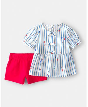 Conjunto De 2 Piezas De Playera Con Fresas Y Short Azul/Rojo Carter's