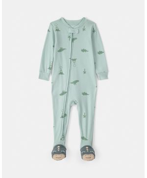 Mameluco De Algodón De Ajuste Ceñido Con Dinosaurio Verde Carter's