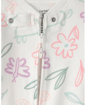 Mameluco De Algodón De Ajuste Ceñido Floral Blanco Carter's