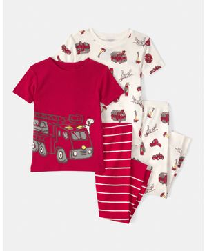 Pijama De 4 Piezas De Algodón De Ajuste Ceñido A Rayas Carter's