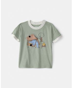 Playera Para Acampar Con Gráfico De Dinosaurio Verde Carter's
