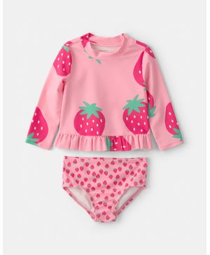 Traje De Baño De 2 Piezas Con Playera Para Nadar Con Fresas Carter's