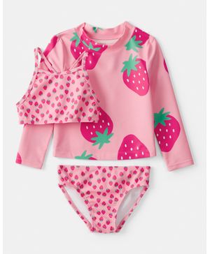 Traje De Baño De 3 Piezas Con Playera Para Nadar Con Fresas Carter's