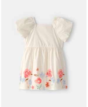 Vestido Floral De Mangas Abullonadas Blanco Carter's