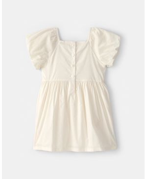 Vestido Floral De Mangas Abullonadas Blanco Carter's