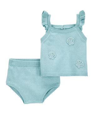 Conjunto De 2 Piezas Con Playera Y Cubrepañal Ganchillo Carter's